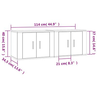 vidaXL Meubles TV muraux 2 pcs gris béton 57x34,5x40 cm