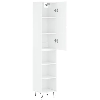 vidaXL Buffet haut Blanc brillant 34,5x34x180 cm Bois d'ingénierie