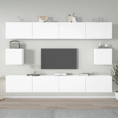 vidaXL Ensemble de meubles TV 6 pcs Blanc brillant Bois d'ingénierie