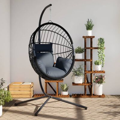 vidaXL Chaise suspendue en forme d'œuf avec support anthracite