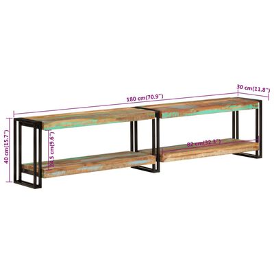 vidaXL Meuble TV 180x30x40 cm bois massif de récupération