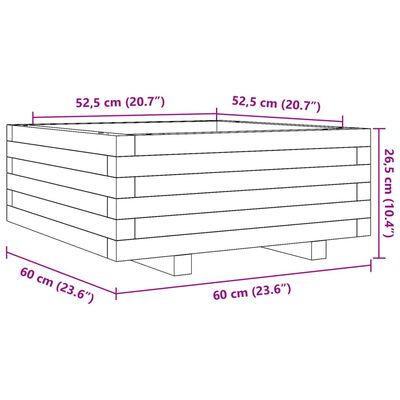 vidaXL Jardinière cire marron 60x60x26,5 cm bois de pin massif