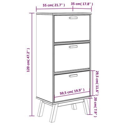 vidaXL Armoire à chaussures OLDEN blanc et marron bois massif de pin