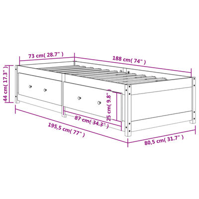 vidaXL Lit de jour sans matelas cire marron 75x190 cm pin massif