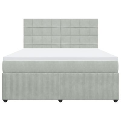 vidaXL Sommier à lattes de lit et matelas Gris clair 180x200cm Velours