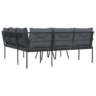 vidaXL Ensemble de canapés de jardin et coussins noir acier textilène