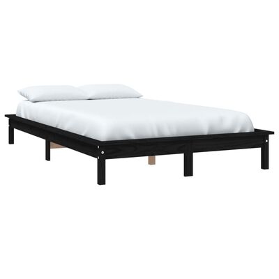 vidaXL Cadre de lit sans matelas noir 140x190 cm bois de pin massif