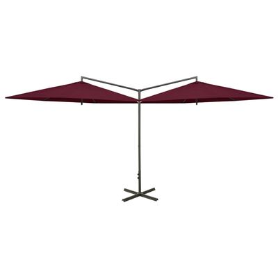 vidaXL Parasol de jardin double et mât en acier Rouge bordeaux 600 cm