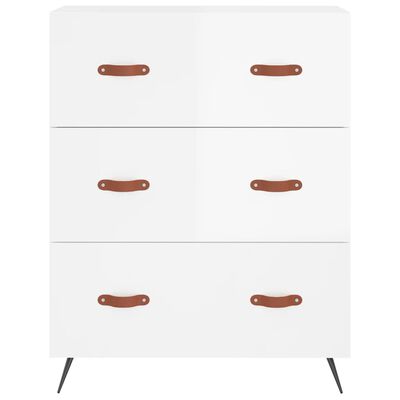 vidaXL Buffet haut Blanc brillant 69,5x34x180 cm Bois d'ingénierie