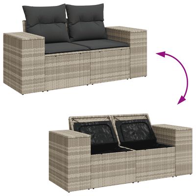 vidaXL Salon de jardin 9 pcs avec coussins gris clair résine tressée