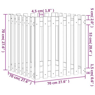 vidaXL Jardinière avec design de clôture 70x70x70 cm pin imprégné