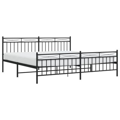 vidaXL Cadre de lit métal sans matelas avec pied de lit noir 200x200cm