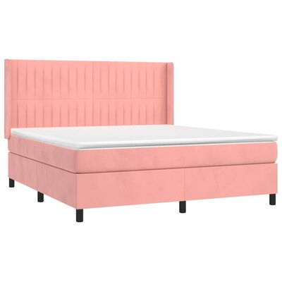 vidaXL Sommier à lattes de lit matelas et LED Rose 160x200 cm Velours