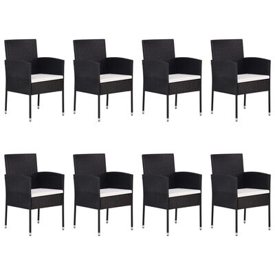 vidaXL Ensemble à manger de jardin 9 pcs Résine tressée Noir