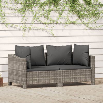 vidaXL Salon de jardin 2 pcs avec coussins Gris Résine tressée