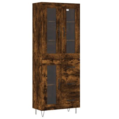 vidaXL Buffet haut Chêne fumé 69,5x34x180 cm Bois d'ingénierie