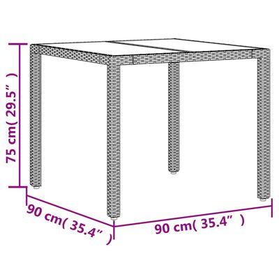 vidaXL Ensemble à manger de jardin et coussins 3pcs marron rotin verre