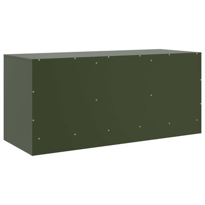 vidaXL Meuble TV vert olive 99x39x44 cm acier