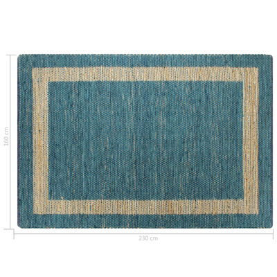 vidaXL Tapis fait à la main jute bleu 160x230 cm