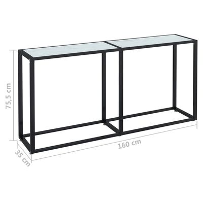 vidaXL Table console Marbre blanc 160x35x75,5 cm Verre trempé