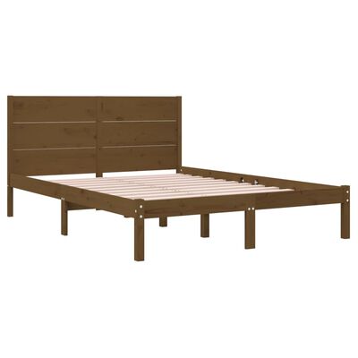 vidaXL Cadre de lit Marron miel Bois massif 120x190 cm Petit Double