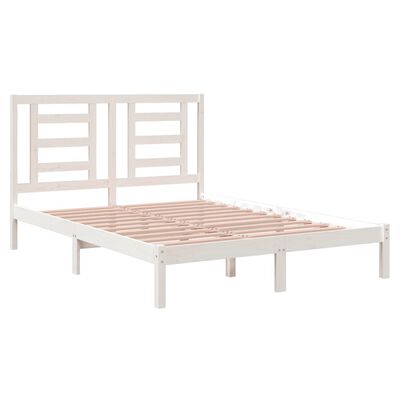 vidaXL Cadre de lit Blanc Bois de pin massif 150x200 cm Très grand