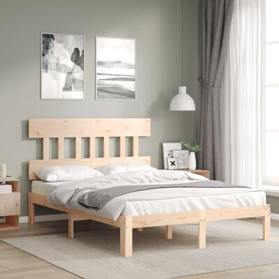 vidaXL Cadre de lit avec tête de lit 140x190 cm bois massif