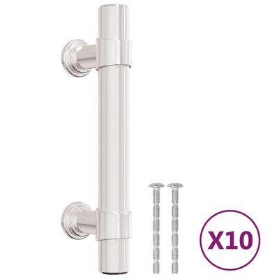 vidaXL Poignées d'armoire 10 pcs argenté 64 mm acier inoxydable