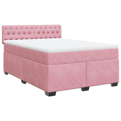 vidaXL Sommier à lattes de lit et matelas rose foncé 140x200cm velours