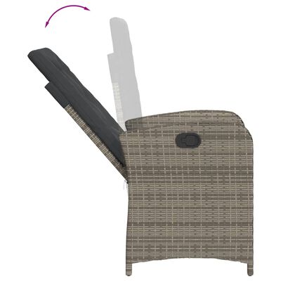 vidaXL Ensemble à manger de jardin et coussins 7 pcs gris rotin