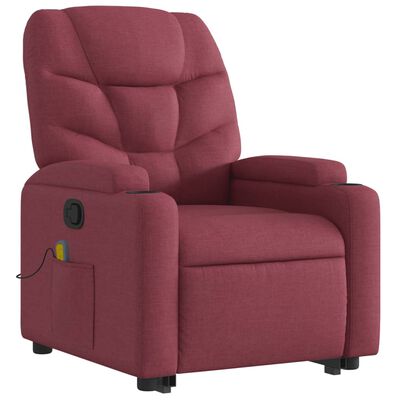 vidaXL Fauteuil inclinable de massage Rouge bordeaux Tissu