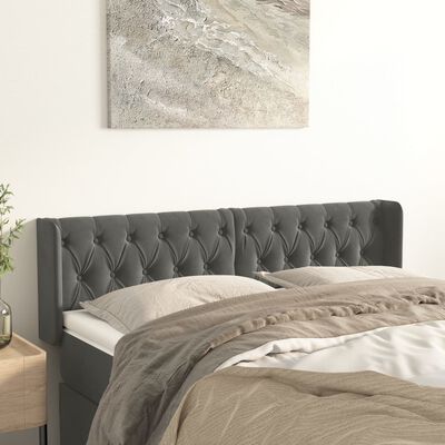 vidaXL Tête de lit avec oreilles Gris foncé 147x16x78/88 cm Velours