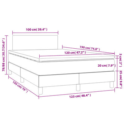 vidaXL Sommier à lattes de lit matelas et LED taupe 120x190 cm tissu