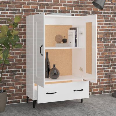 vidaXL Buffet Blanc brillant 70x31x115 cm Bois d'ingénierie