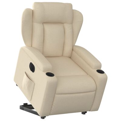 vidaXL Fauteuil inclinable électrique crème tissu