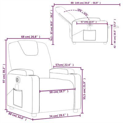 vidaXL Fauteuil de massage inclinable électrique rouge bordeaux