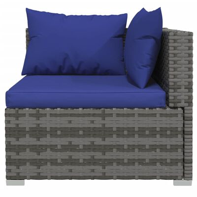 vidaXL Salon de jardin 8 pcs avec coussins Résine tressée Gris