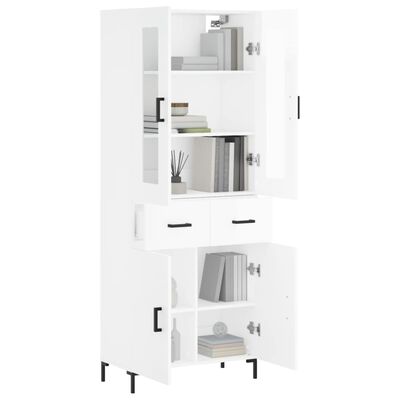 vidaXL Buffet haut Blanc brillant 69,5x34x180 cm Bois d'ingénierie