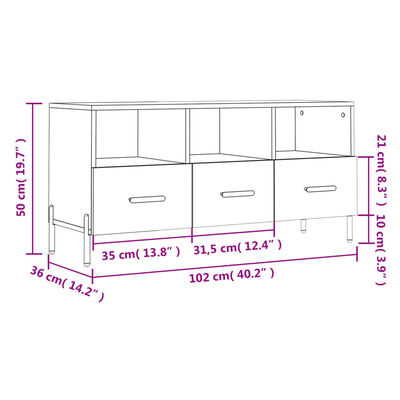 vidaXL Meuble TV Blanc brillant 102x36x50 cm Bois d'ingénierie