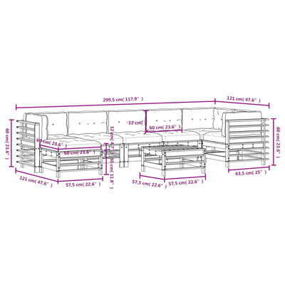 vidaXL Salon de jardin 8 pcs avec coussins bois massif douglas