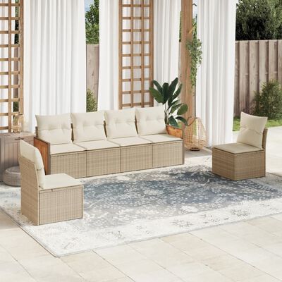 vidaXL Salon de jardin avec coussins 6 pcs beige résine tressée