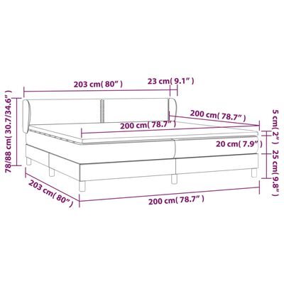 vidaXL Sommier à lattes de lit avec matelas Crème 200x200cm Similicuir