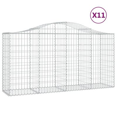 vidaXL Paniers à gabions arqués 11 pcs 200x50x100/120 cm fer galvanisé