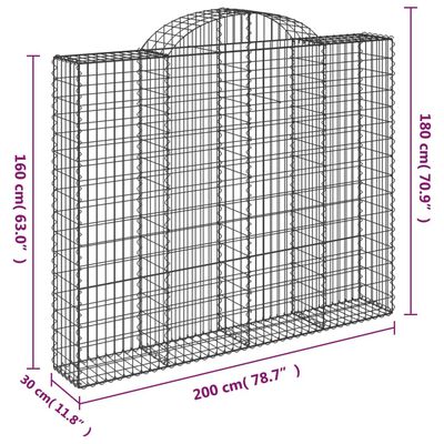 vidaXL Panier de gabions arqué 200x30x160/180 cm Fer galvanisé