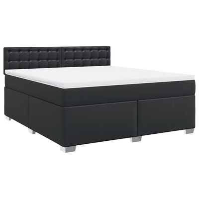 vidaXL Sommier à lattes de lit avec matelas Noir 180x200 cm Similicuir