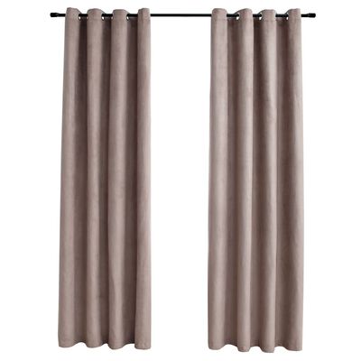 vidaXL Rideaux occultants avec anneaux en métal 2 pcs Taupe 140x175 cm