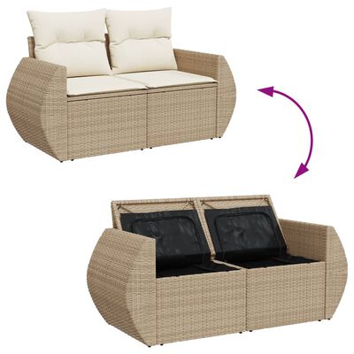 vidaXL Canapé de jardin avec coussins 2 places beige résine tressée