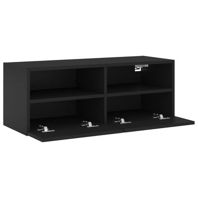 vidaXL Meuble TV mural noir 80x30x30 cm bois d'ingénierie