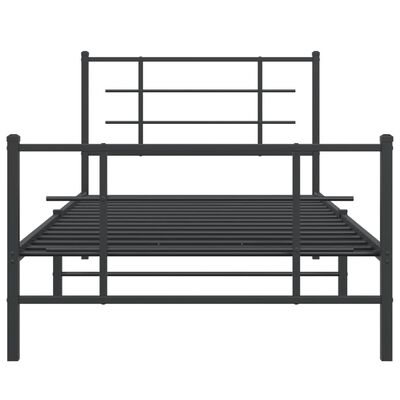 vidaXL Cadre de lit métal sans matelas et pied de lit noir 100x200 cm