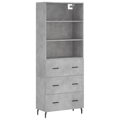 vidaXL Buffet haut Gris béton 69,5x34x180 cm Bois d'ingénierie